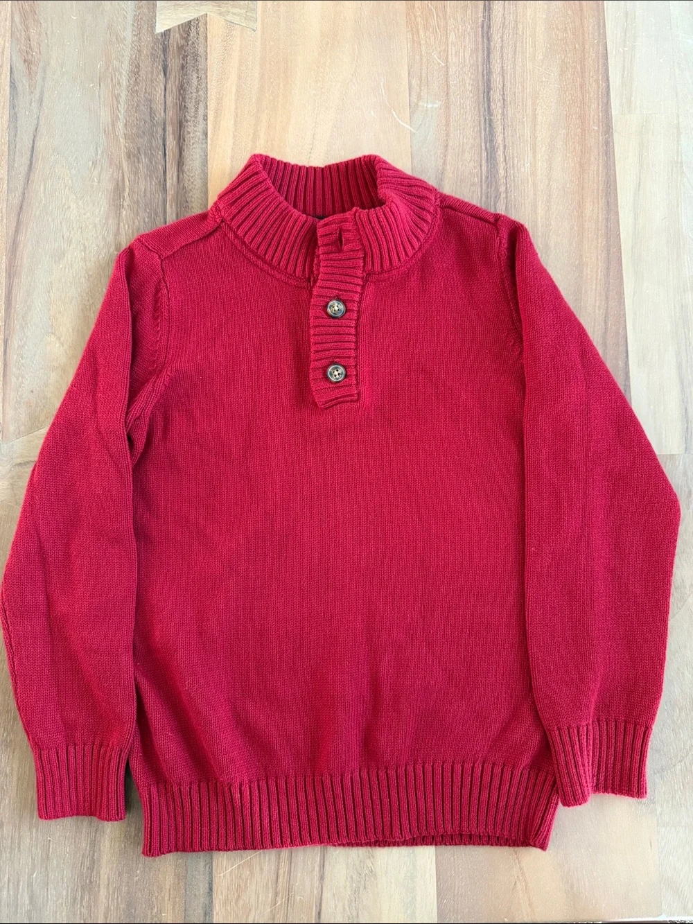 Carter's Red Ribbed Mock Neck Zip-Style Sweater